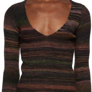Paloma Wool Striped V-Neck Sweater in Brown, Black, Green, Pink